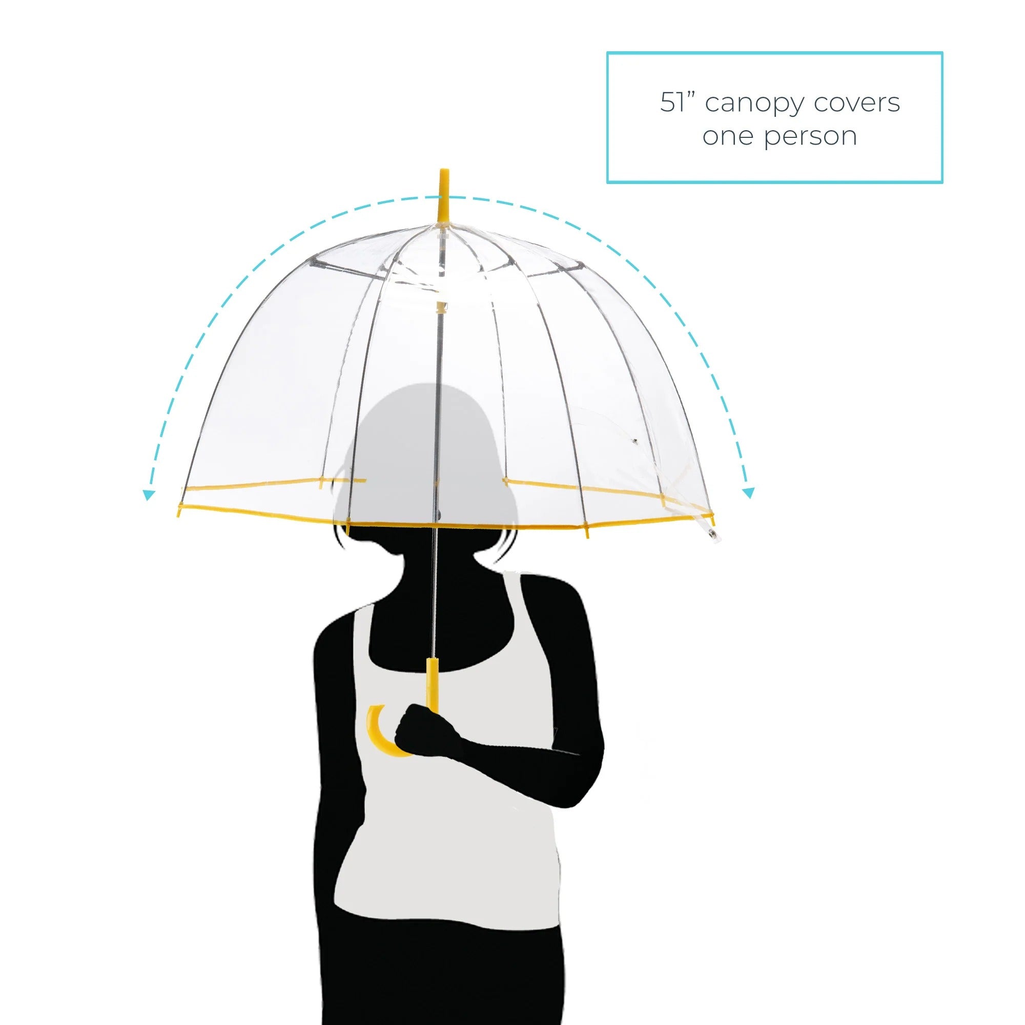 Transparenter Regenschirm mit langem Griff